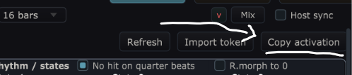 Copy activation button in the plugin
