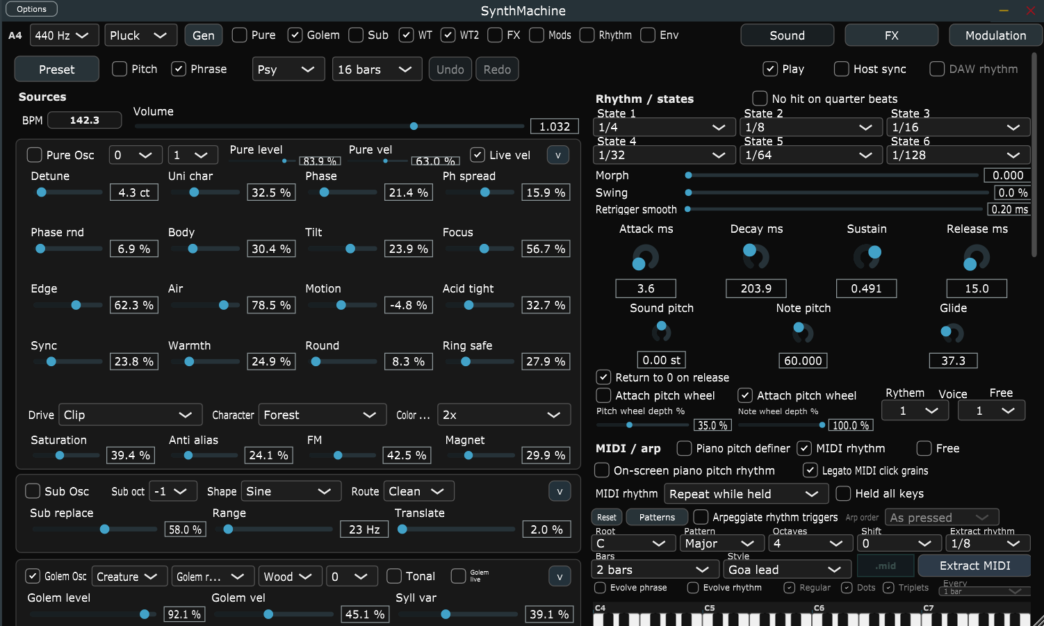 SynthMachine Sound page overview