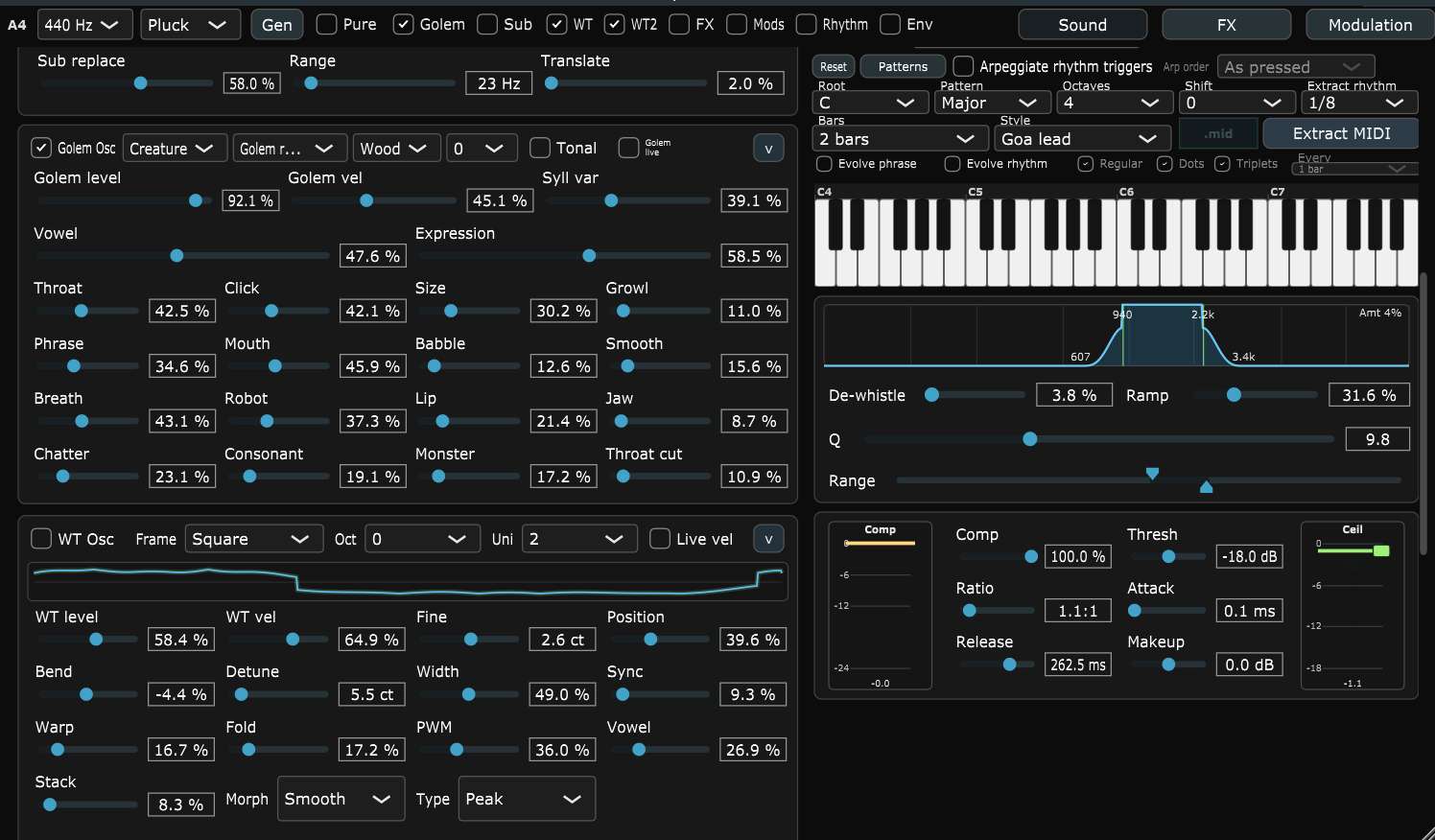 SynthMachine oscillator and MIDI tools