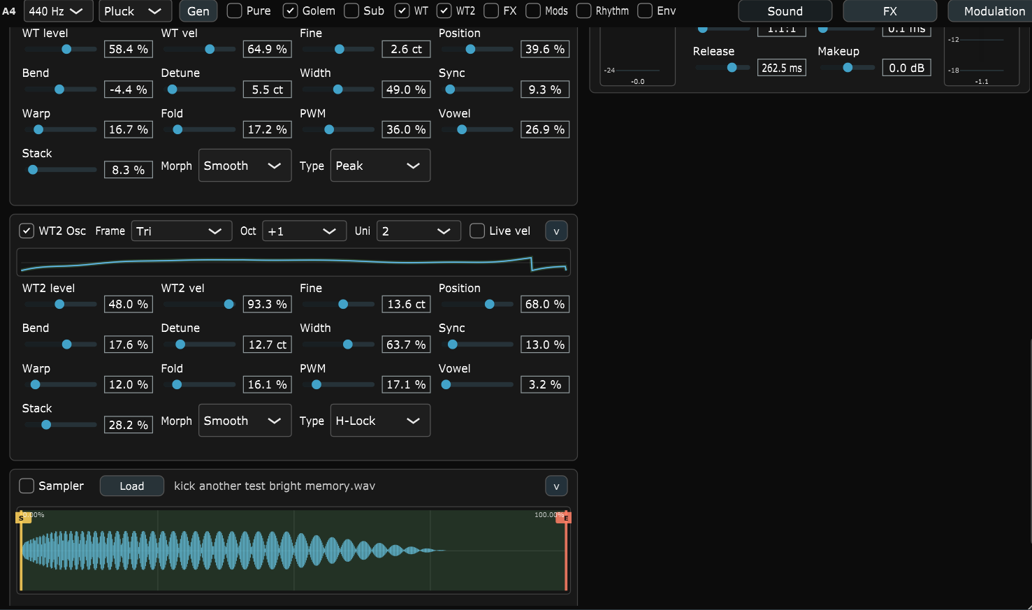 SynthMachine sampler section