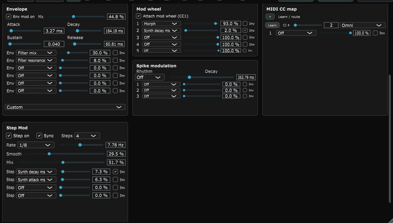 SynthMachine step modulation